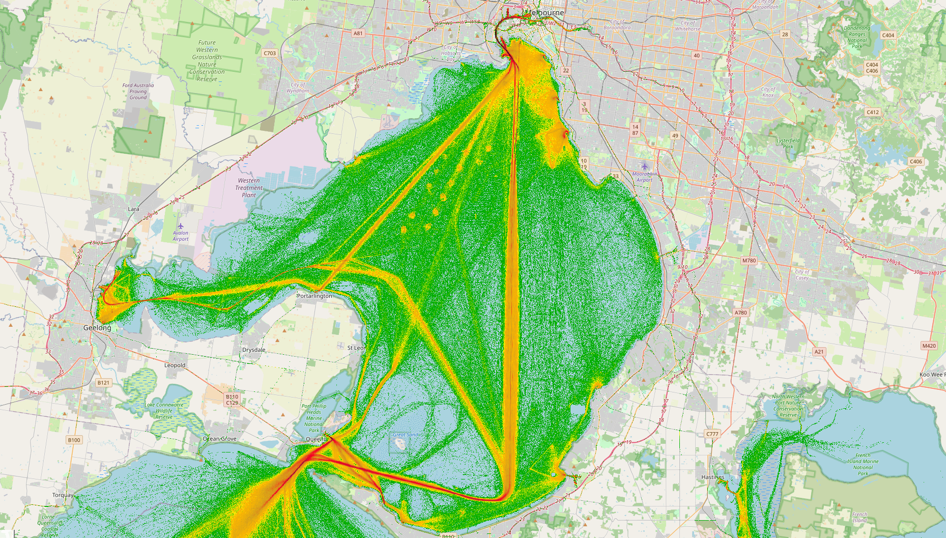 MariWeb vessel density heatmap